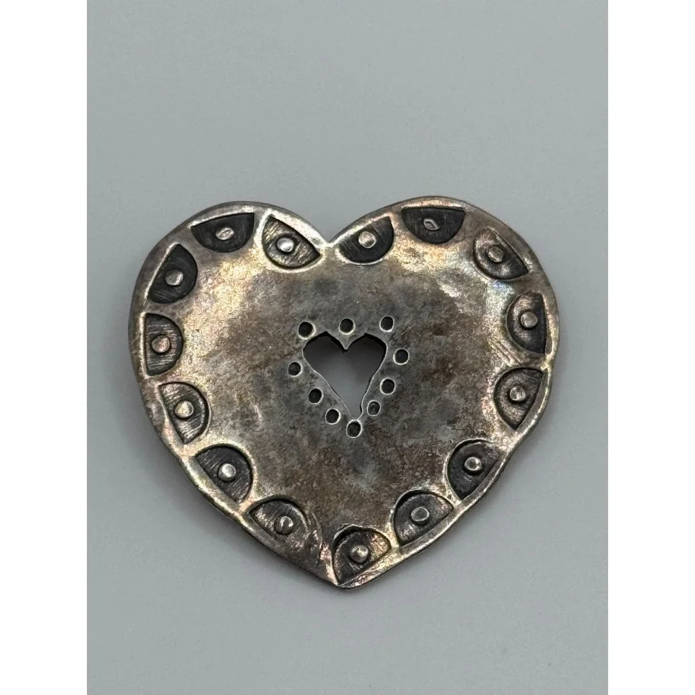 Vintage Monaco Designs Sterling Silver Heart Brooch Pin